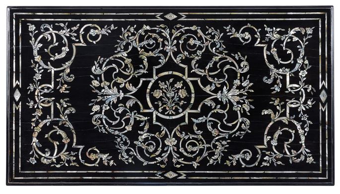 Sebastiano Novale - An important late baroque Venetian ebony mother of pearl and metal inlaid table top | MasterArt